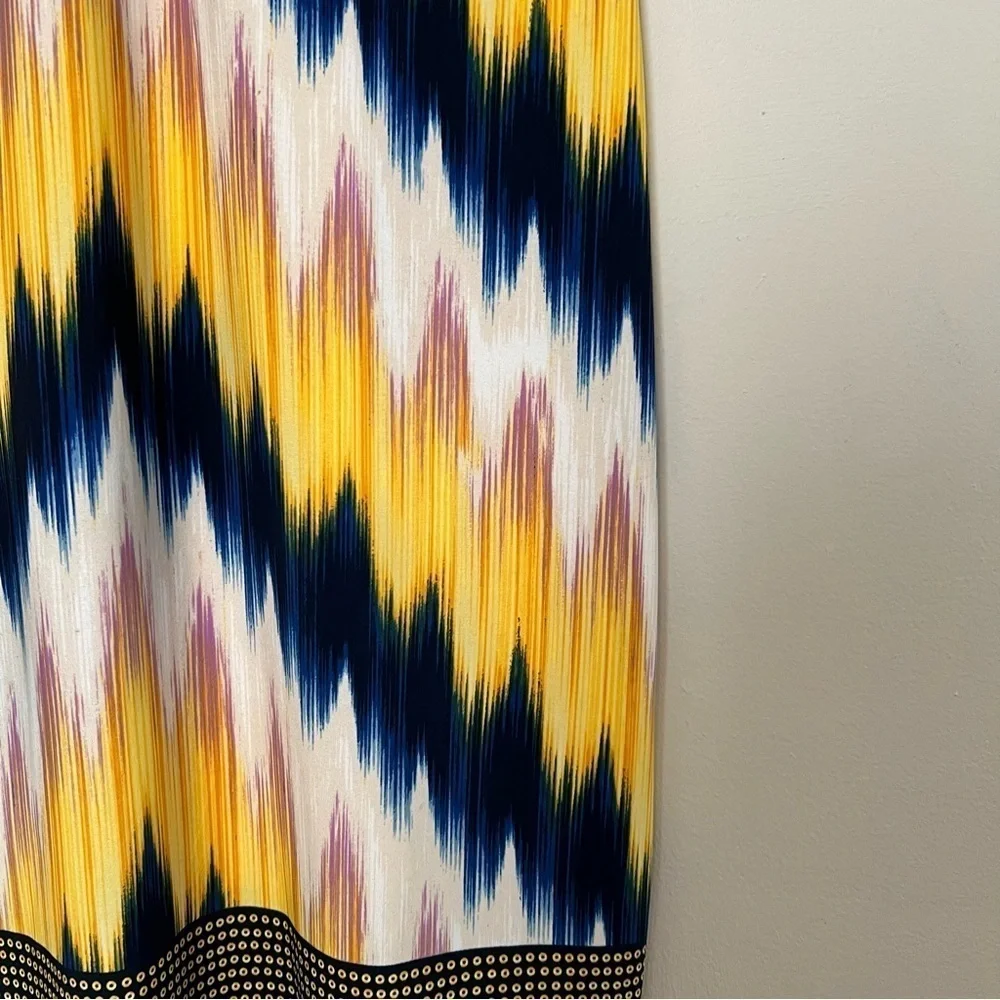 Signature Camryn Dress 3/4 Sleeve Abstract Navy Yellow knee length‎ 12